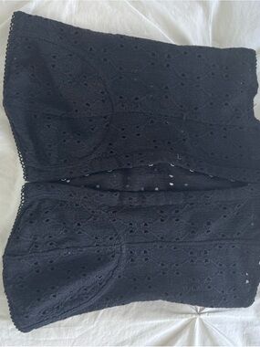 H&M Black Eyelet Lace Strapless Bustier Top